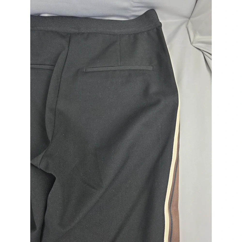 Hm Black Pants Pull On Size 8 Womens Elastic Waist Stripes
